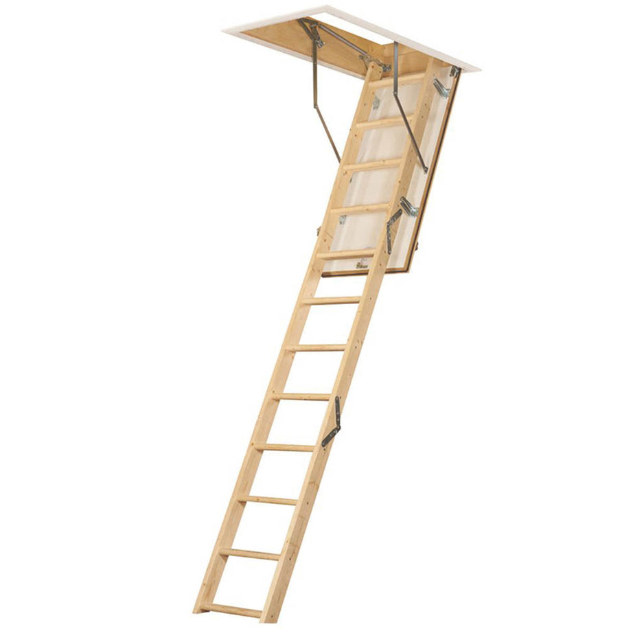 TB Davies Loft Ladder Kit Folding Timber Anti-Slip Flat Treads Insulated 2.8m - Image 1