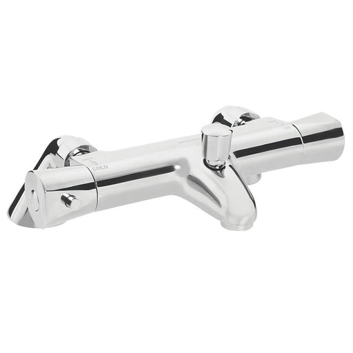 Bath Shower Mixer Tap Thermostatic Deck Mounted Chrome Dual Valve Bar Round - Image 1