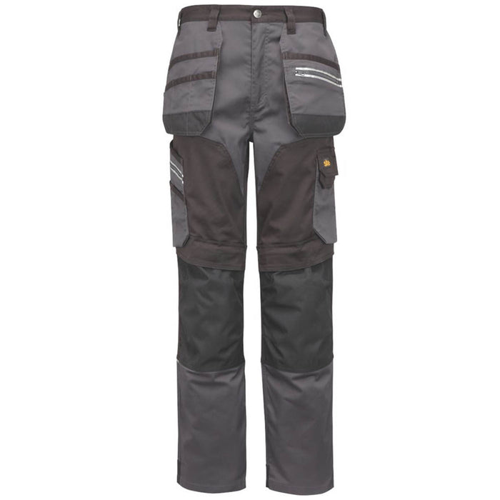 Work Trousers Stretch Holster Mens Grey Black Regular Fit Multi Pocket 40"W 34"L - Image 1