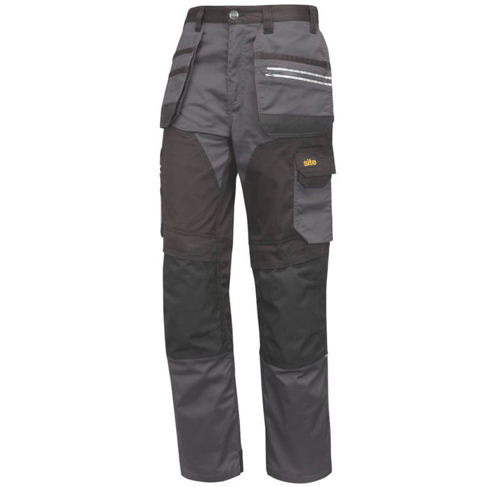Work Trousers Stretch Holster Mens Grey Black Regular Fit Multi Pocket 40"W 34"L - Image 4