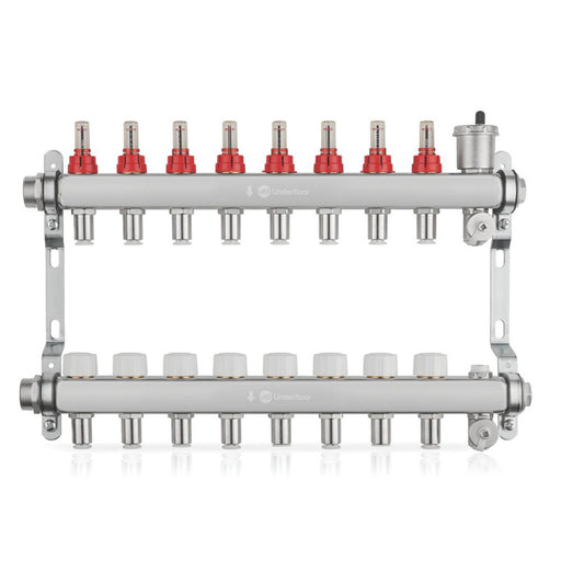 Underfloor Heating Manifold 8 Port Stainless Steel Push-Fit Connection Lowfit - Image 1