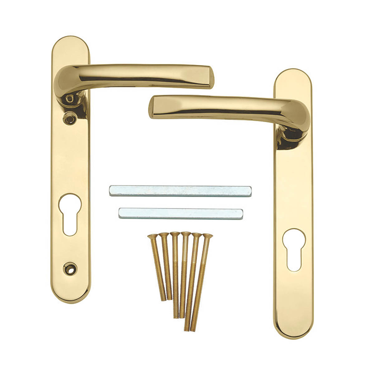 Mila Door Handles Gold Type A Euro Lock Zinc Alloy 92PZ Indoor Outdoor Pair - Image 3