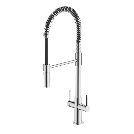 Kitchen Tap Mono Mixer Chrome Pull-Out Twin Lever Swivel Spout Modern Faucet - Image 1