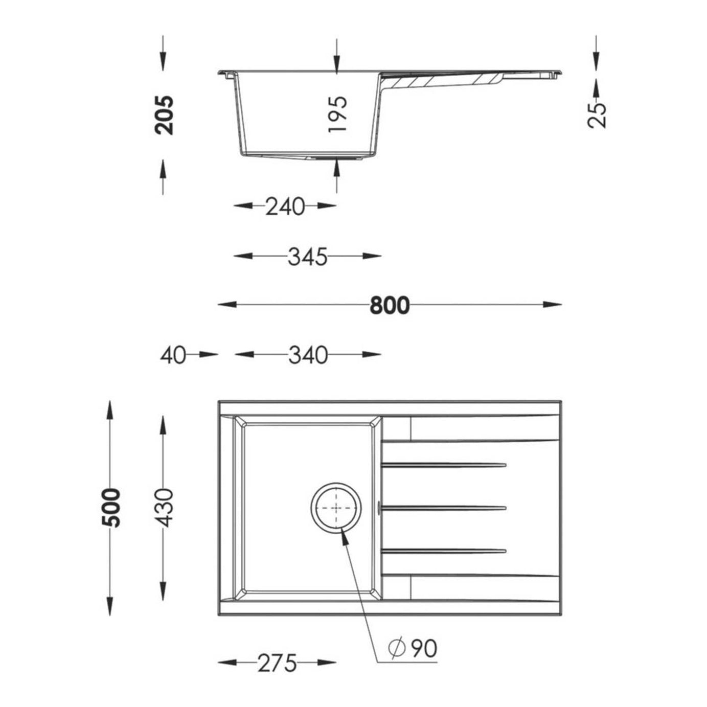 Swirl Erzen 1 Bowl  Black Composite Sink 800mm x 500mm - Image 5