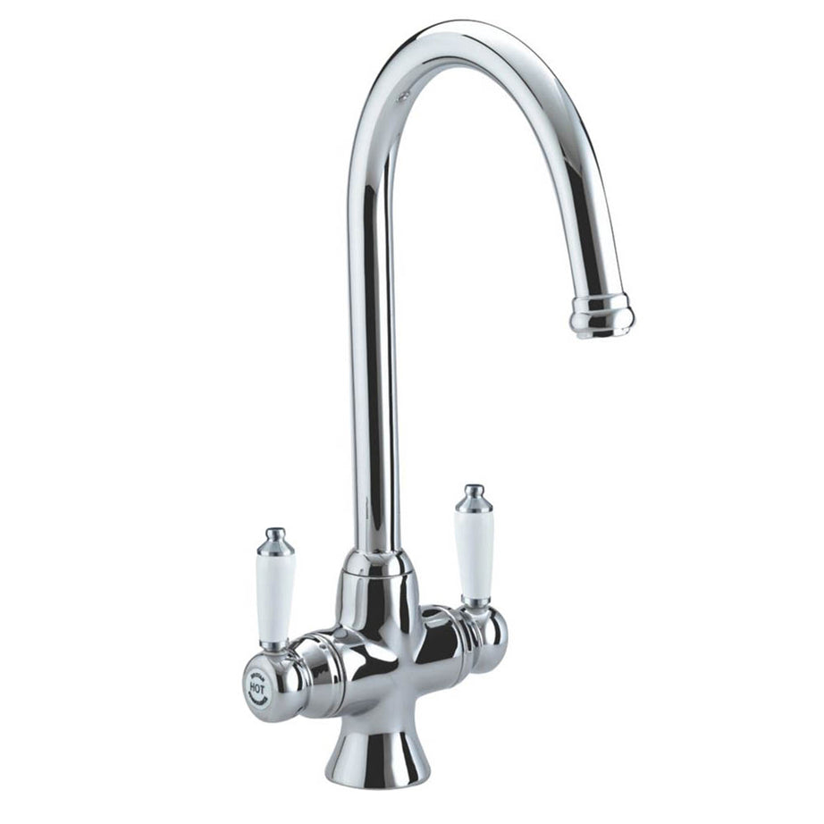 Bristan Kitchen Tap Mono Mixer Chrome Double Lever Swivel Spout Brass Faucet - Image 1
