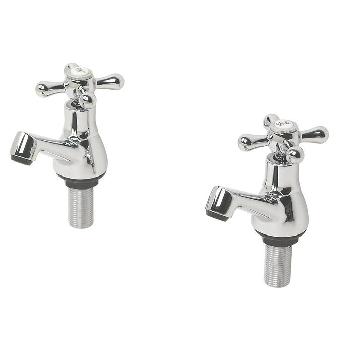 Swirl Bathroom Basin Taps Sink Mixer Chrome Traditional Full Turn Operation Pair - Image 1