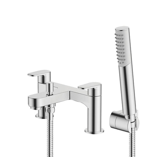 Swirl Bath Shower Mixer Dual-Lever Chrome Brass Rectangular Shower Head Modern - Image 1