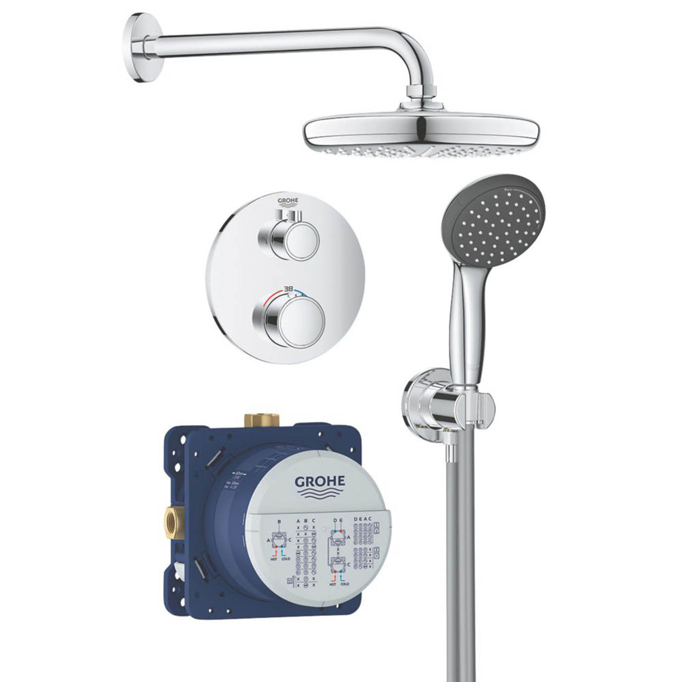 Grohe Precision Trend HP Rear-Fed Concealed Chrome Thermostatic Shower System - Image 1