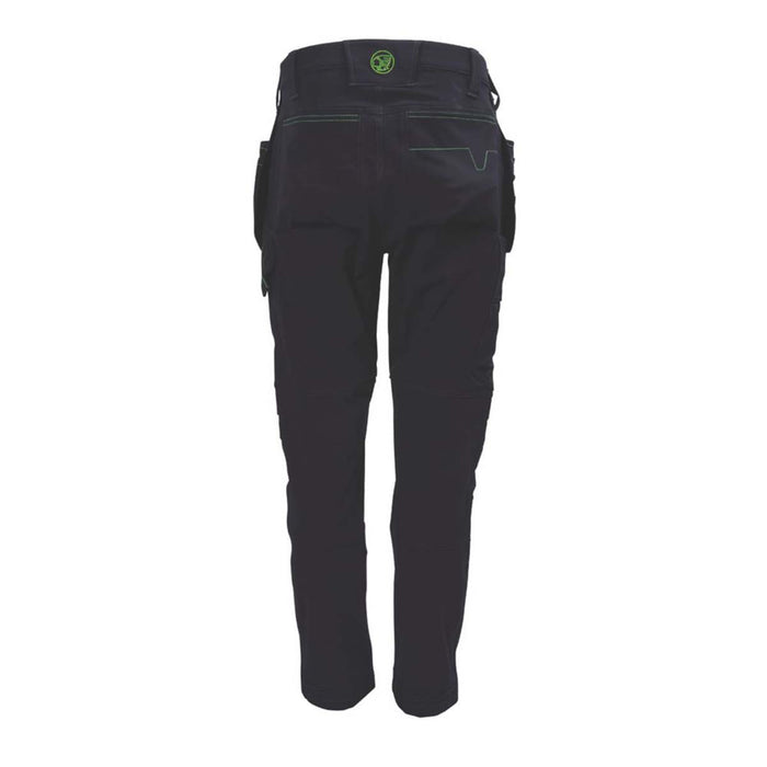 Work Trouser Mens Slim Fit Black Stretch Multi Pocket Breathable 34"W 29"L - Image 2