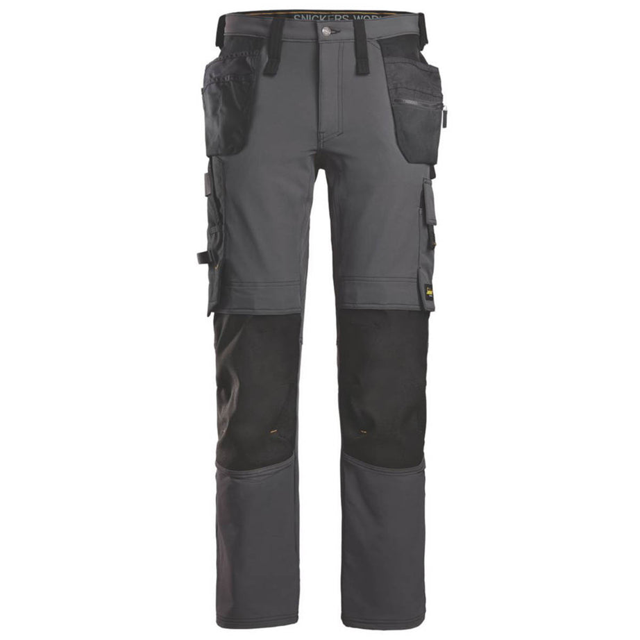 Snickers 6271 Full Stretch Work Trousers Steel Grey/Black 38" W 32" L - Image 1