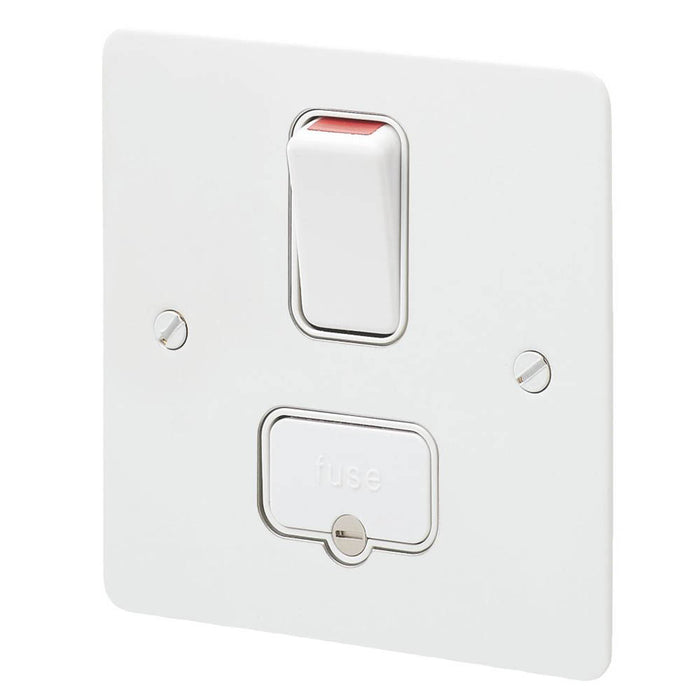 MK Light Switch Fused Spur 1 Gang Double Pole 13A 230V White Flat Profile - Image 2