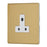 Round Pin Wall Socket 5A 1-Gang Unswitched Brushed Brass with White Inserts - Image 1