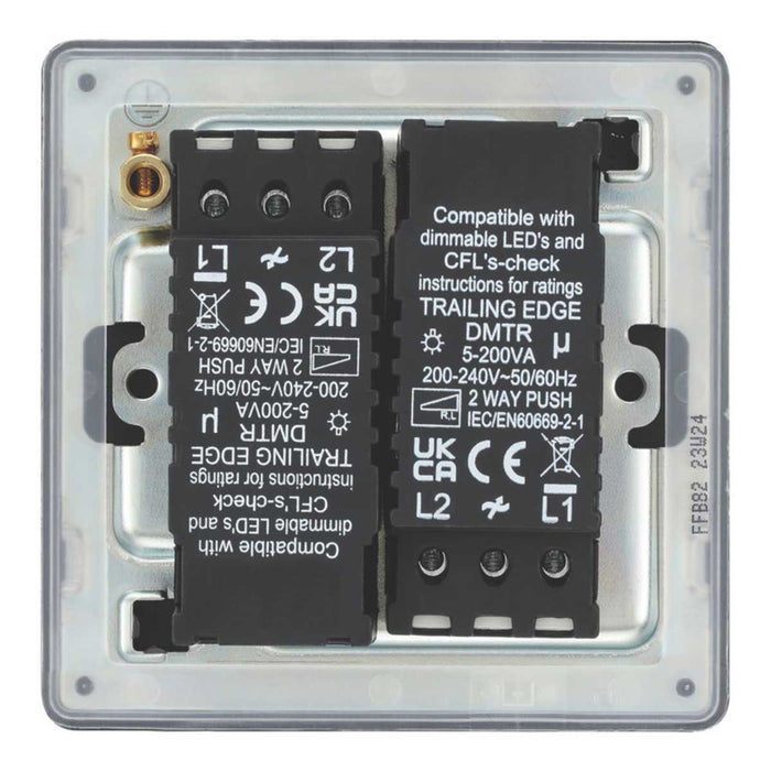 LED Dimmer Wall Switch 2-Gang 2-Way Matt Black with Colour-Matched Inserts - Image 2