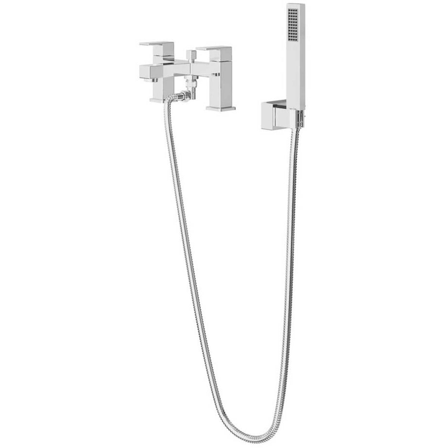 Swirl Bath Filler Tap With Hand Held Set Chrome Double Lever Ceramic Disc - Image 1