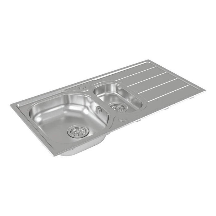 Kitchen Sink Inset and Tap Set 1.5 Bowl Stainless Steel With Waste 965 x 500mm - Image 4