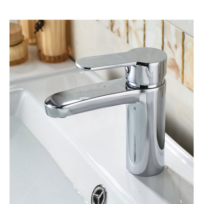 Basin Mono Mixer Tap Lecci 1 Lever Brass Chrome-plated Contemporary Bathroom - Image 2