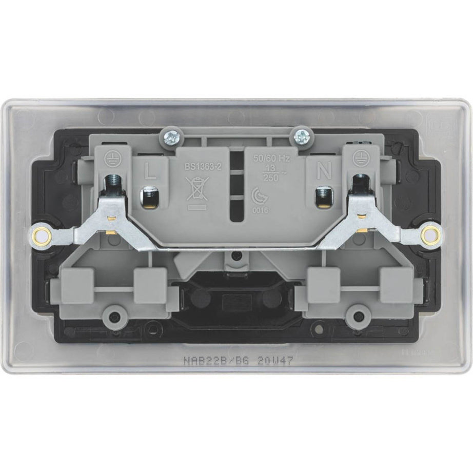 British General Wall Plug Socket 13A 2-Gang DP Switched Antique Brass Pack Of 5 - Image 3