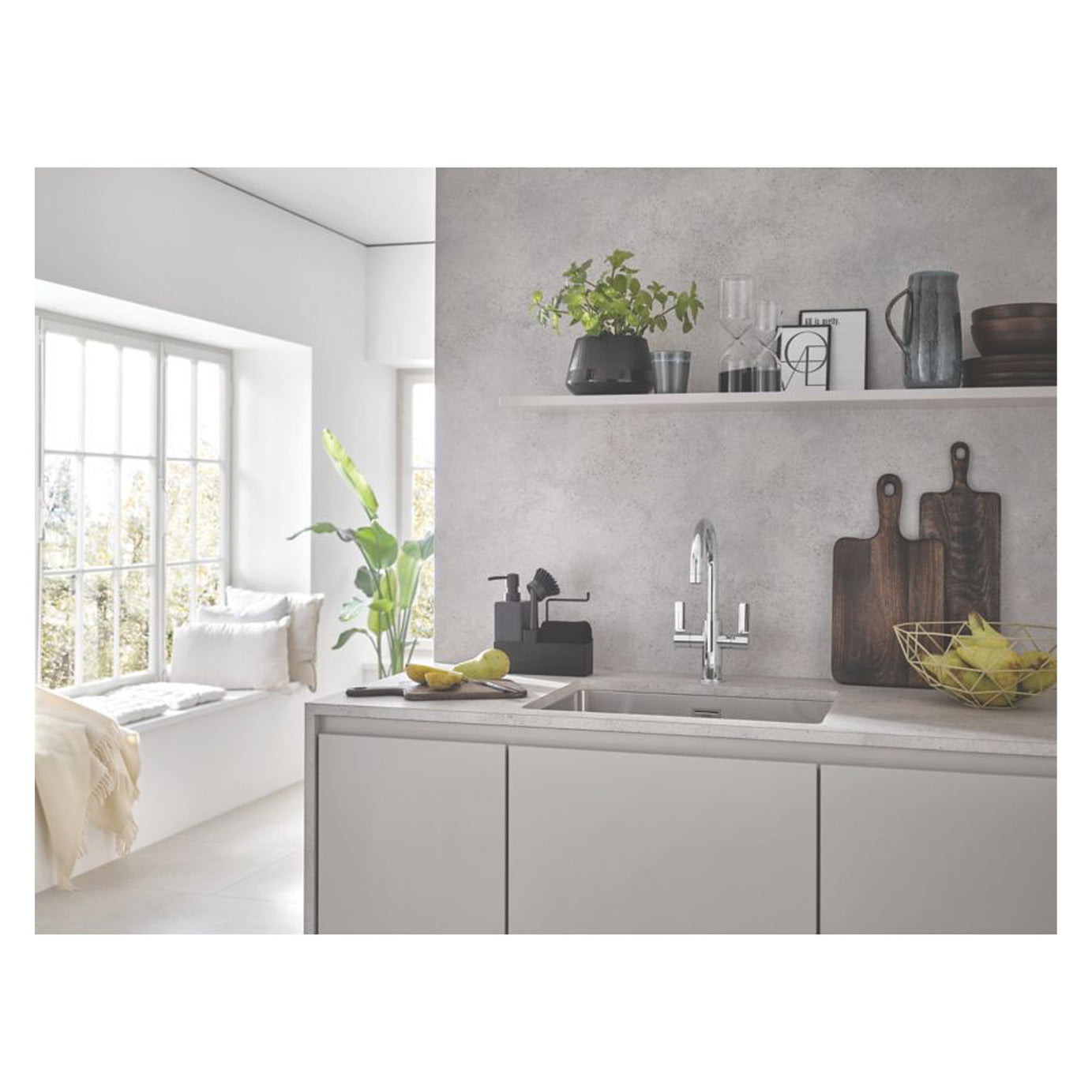 Grohe Kitchen Tap Mono Mixer Double Lever Chrome Ceramic Disc Swivel Spout - Image 4