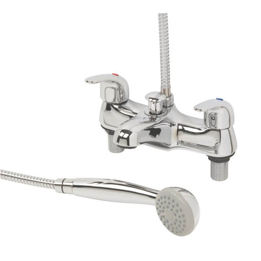 Swirl Bath Shower Mixer Taps Double Lever Chrome Bathroom Deck-Mounted - Image 1