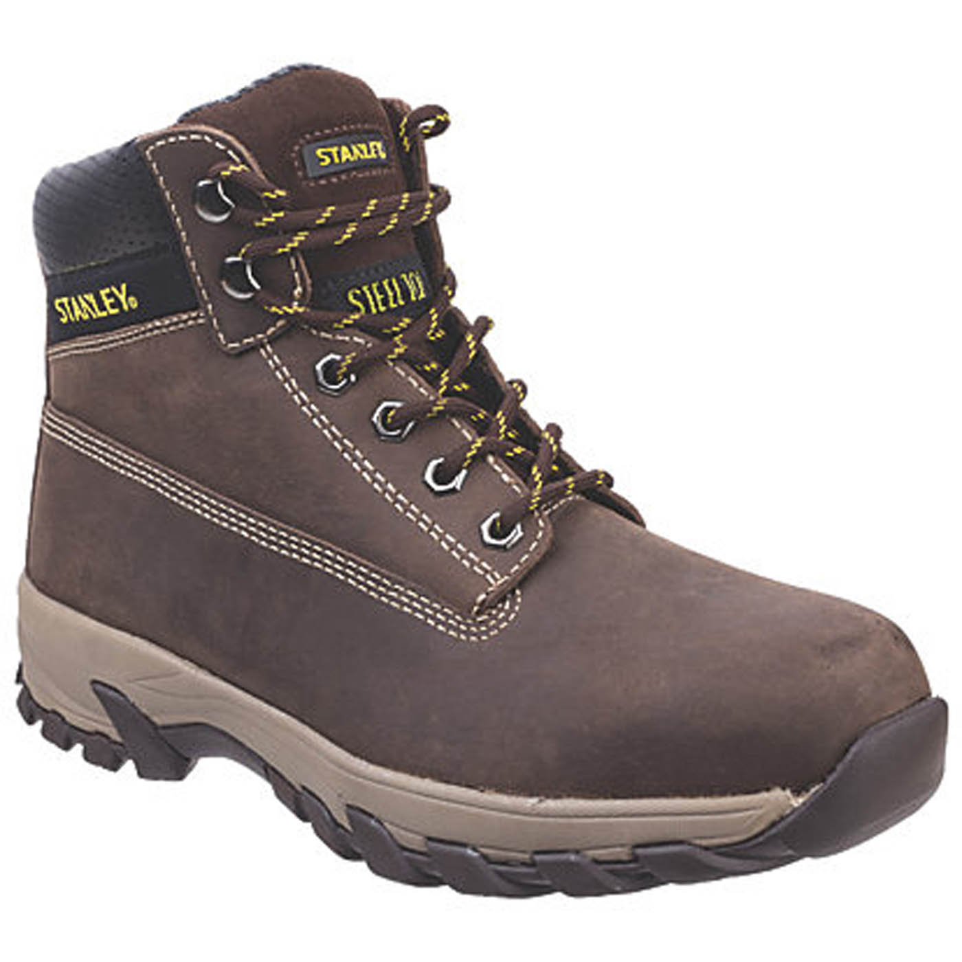Stanley Safety Boots Mens Standard Fit Brown Leather Work Shoes Steel Toe Size 9 - Image 2