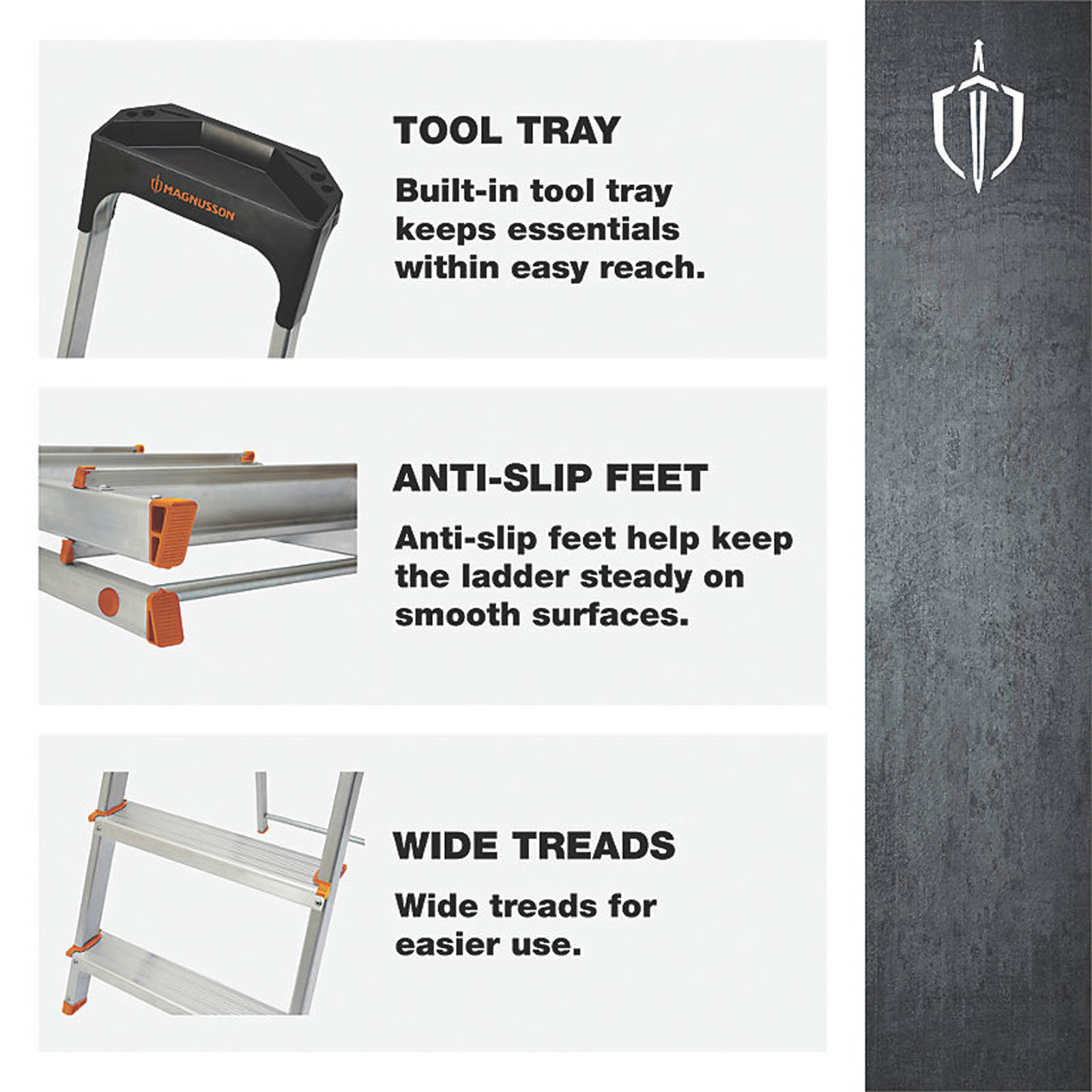 Magnusson Aluminium 1.46m 4 Step Swingback A Frame Step Ladder - Image 3