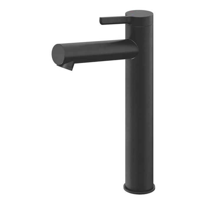 Swirl Bathroom Basin Tap Mono Mixer Tall Black Single Lever Modern Round Head - Image 1