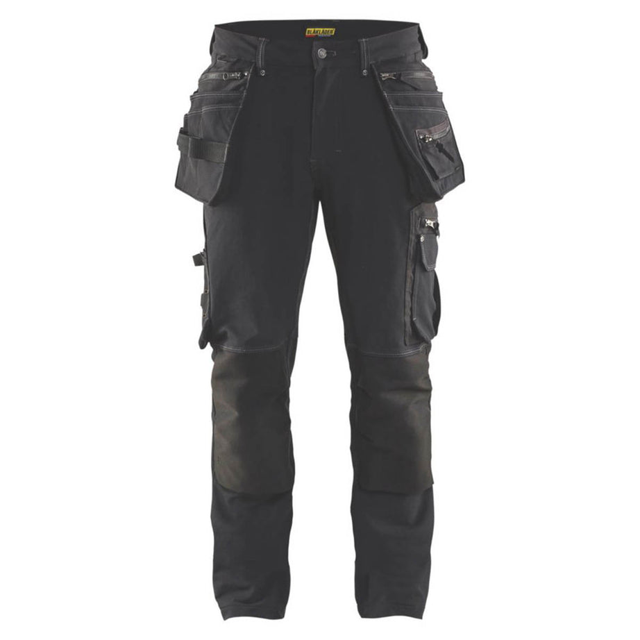 Blaklader Work Trousers Mens Slim Fit Black Breathable Multi Pockets 38"W 33"L - Image 1