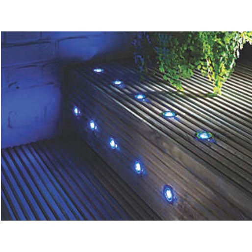 LAP LED Deck Lights Blue Outdoor Path Recessed Brushed Chrome 4.4W 10 Pack - Image 2