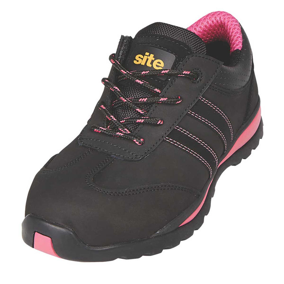 Womens Safety Trainers Shoes Black Lightweight Flexible Steel Toe Cap Size 4 - Image 1