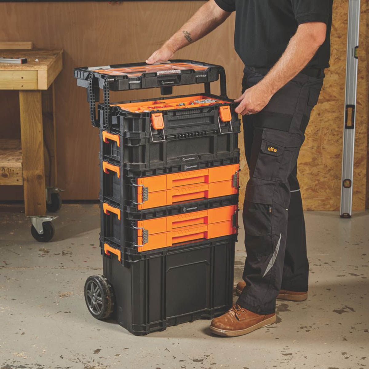 Magnusson Cantilever Organiser Tool Storage Box Carry Handles 22.24" x 12.48" - Image 5