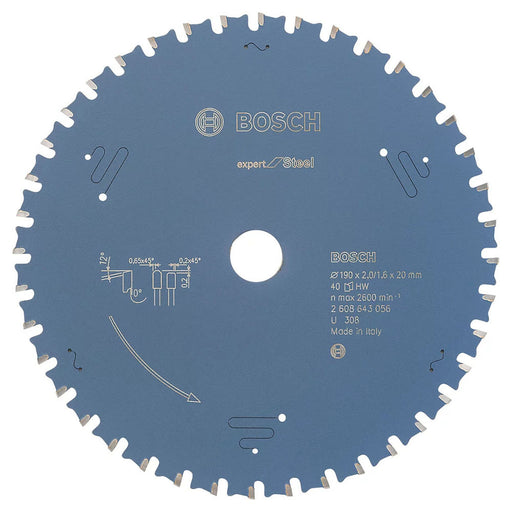 Bosch Circular Saw Blade Expert 190mm 40 Carbide Teeth Fine Cut For Metal - Image 1