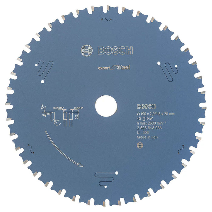 Bosch Circular Saw Blade Expert 190mm 40 Carbide Teeth Fine Cut For Metal - Image 1