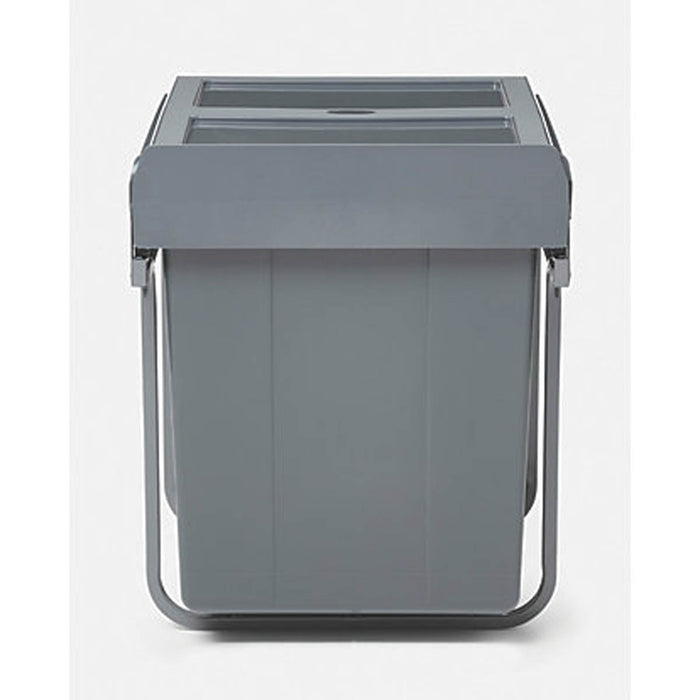 Pull Out Kitchen Wasrte Bin 2 Internal Containers Soft-Close Handle Grey 400mm - Image 2