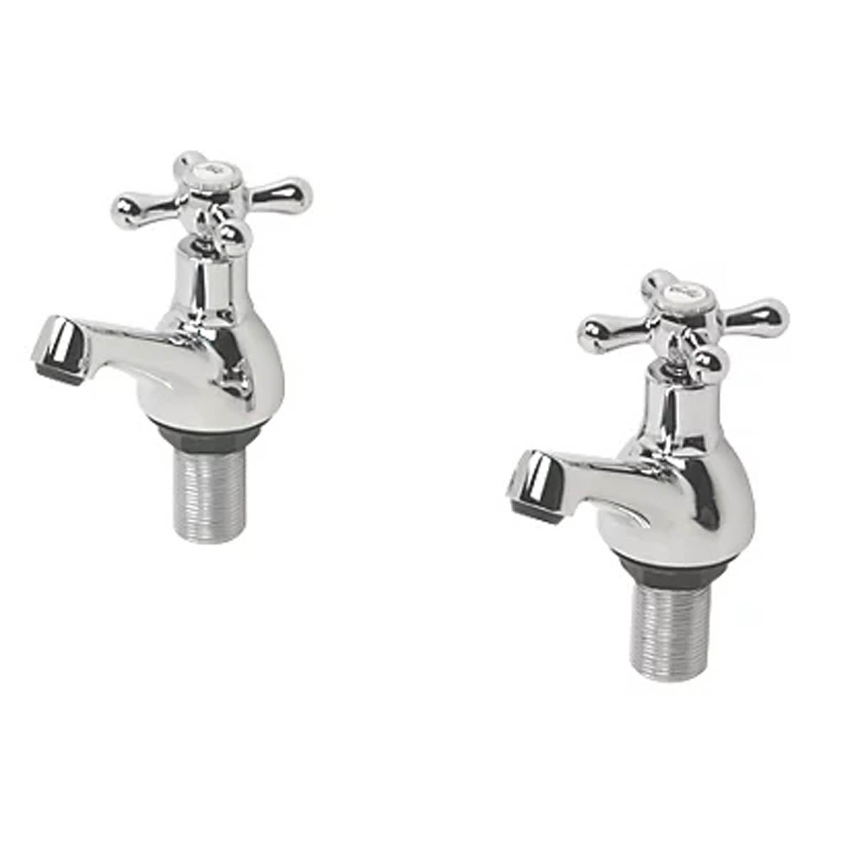 Bath Filler Pillar Taps Chrome Cross Head Bathroom Traditional Hot Cold Pair - Image 2