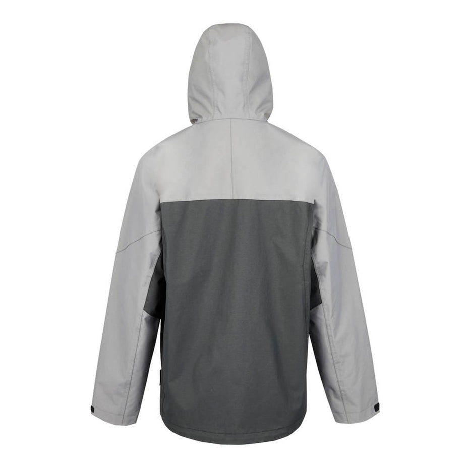 Mens Jacket Windproof Waterproof Lightweight Grey Large Hood Zipped 50" Chest - Image 2