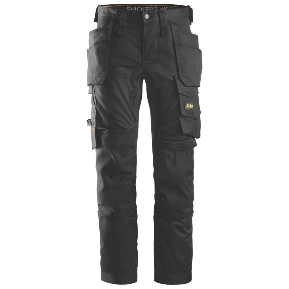 Snickers Mens Work Trousers Stretch Black Slim Fit Holster Pockets 36" W 30" L - Image 1