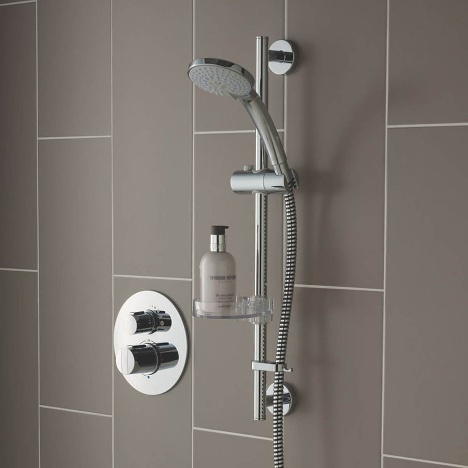 Bathroom Thermostatic Mixer Shower Chrome Concealed 2 Spray Pattern Round Head - Image 3