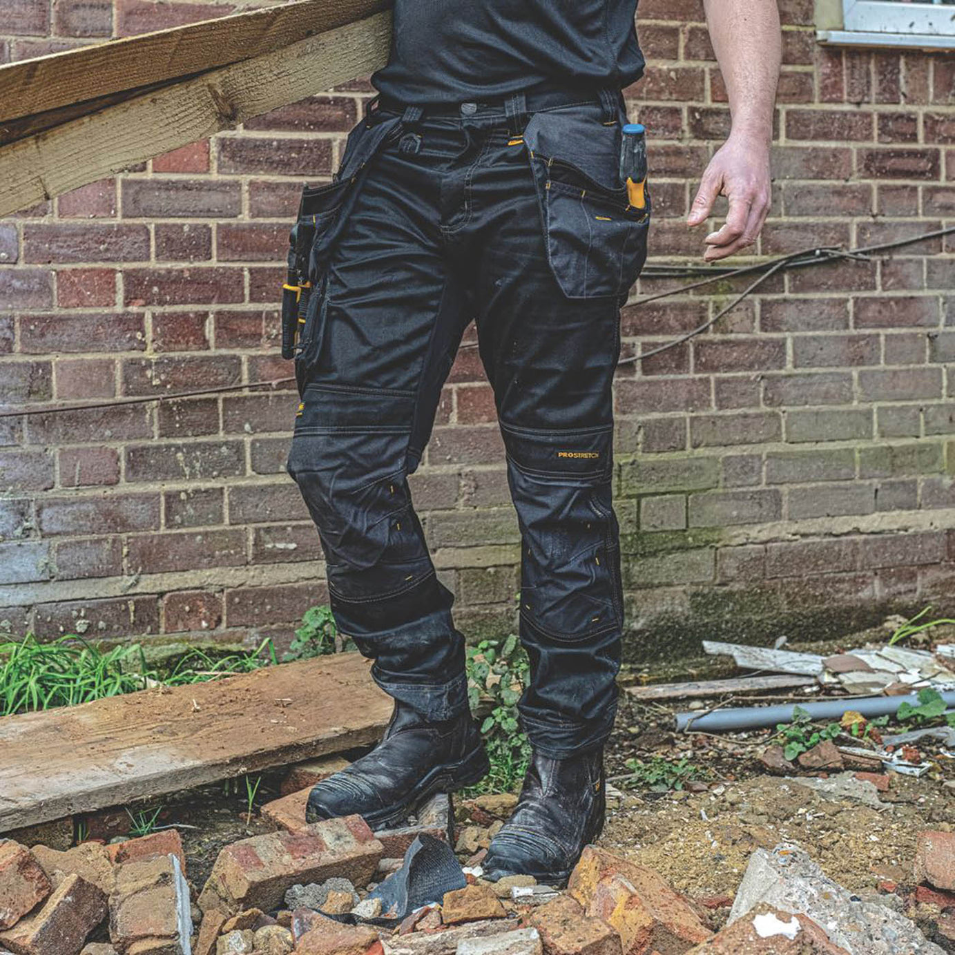 DeWalt Work Trousers Mens Regular Fit Black Grey Multi Pockets Cargo 34W 29L - Image 3