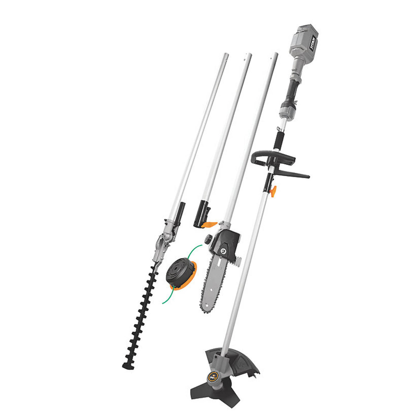 Titan Garden Multi Tool Set Grass Hedge Trimmer Pole Saw Cordless 36V Body Only - Image 1