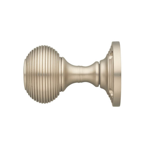 Door Knob Pair Brushed Nickel Brass Mortice Round Sprung Internal 60mm - Image 1