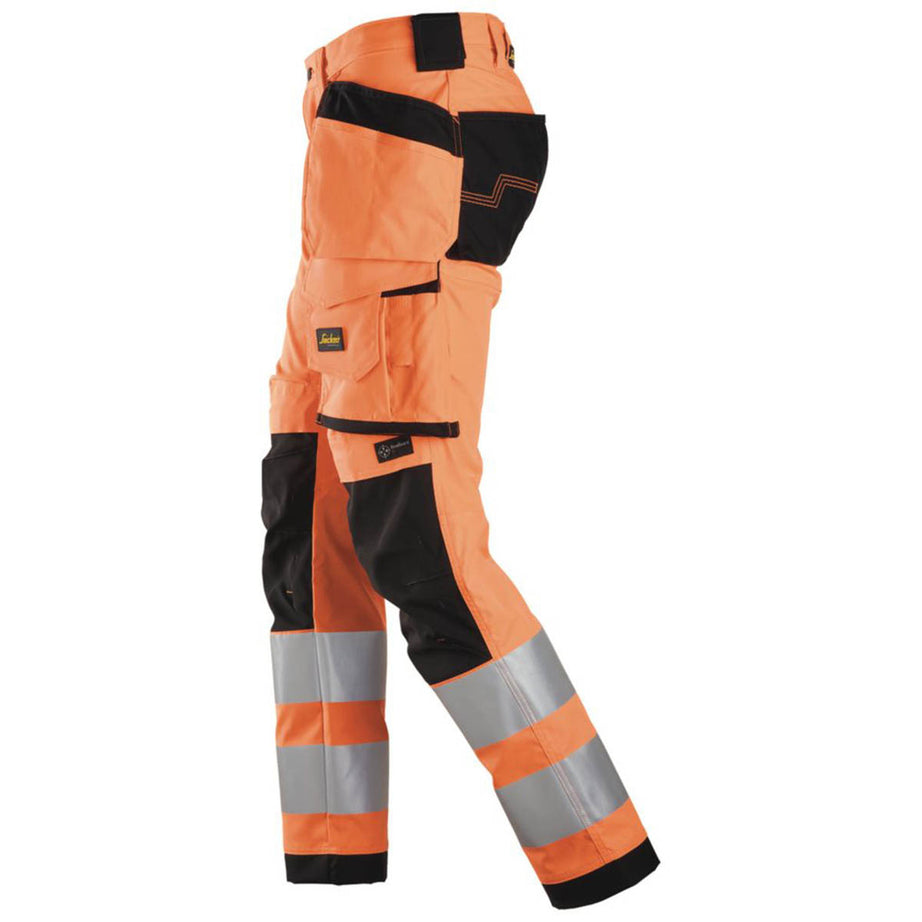 Snickers Hi-Vis Work Trousers Mens Slim Fit Orange Multi Pockets 31"W 32"L - Image 4