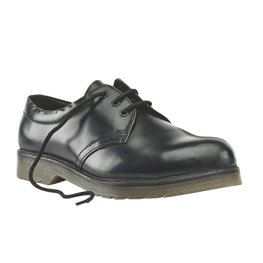 Safety Shoes Mens Wide Fit Black Leather Lightweight Work Boots Steel Toe Size 6 - Image 1