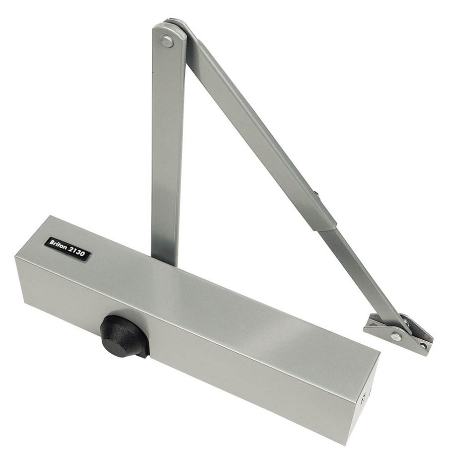 Briton Overhead Door Closer Silver 2130B Adjustable Fire Rated Commercial - Image 1