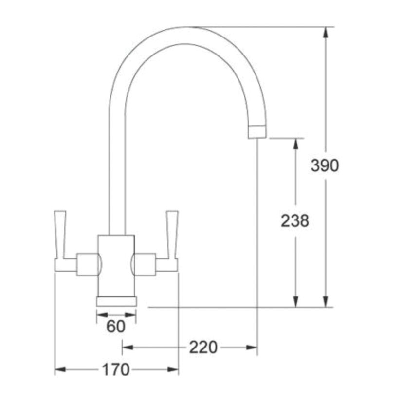 Franke Kitchen Tap Mono Mixer Olympus Chrome Dual Lever Control - Image 5