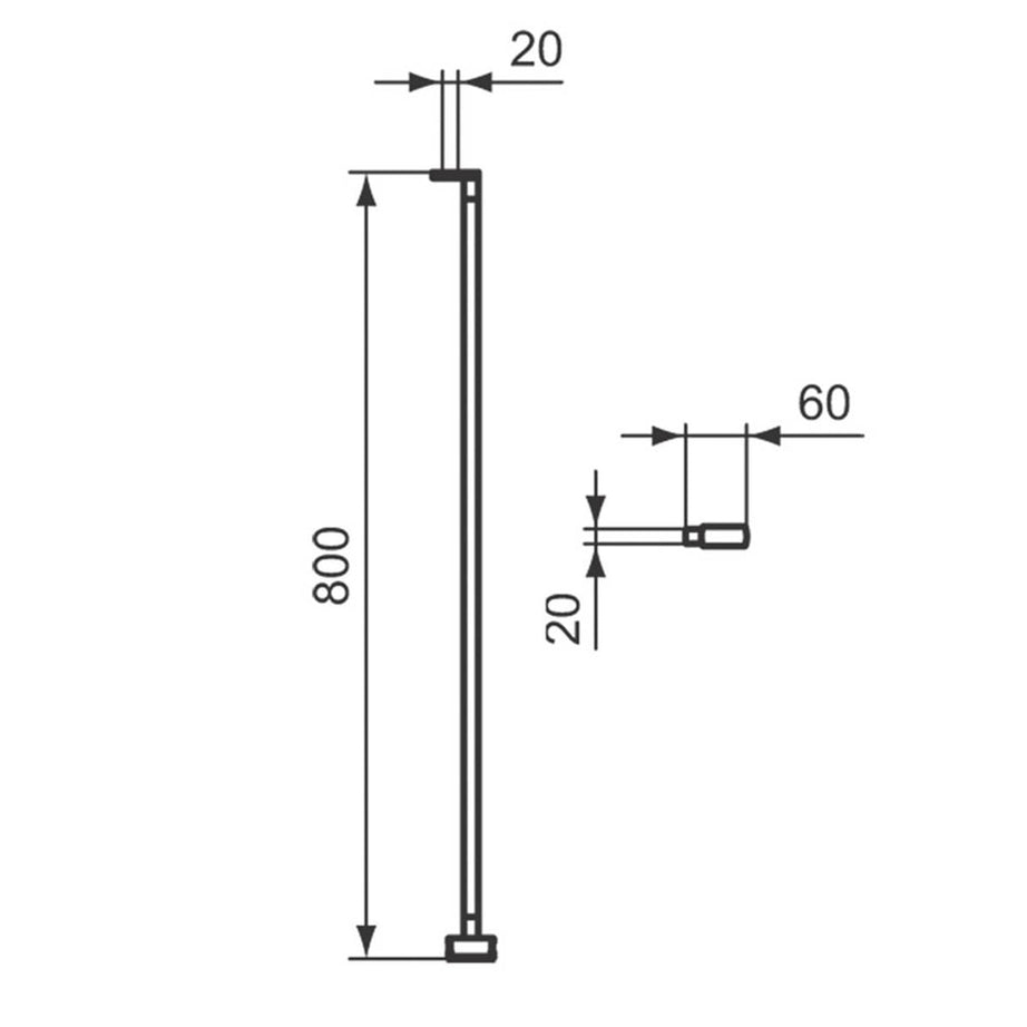 Ideal Standard Angled Bracing Bracket For 8mm Glass Doors Metal Silver 800mm - Image 2