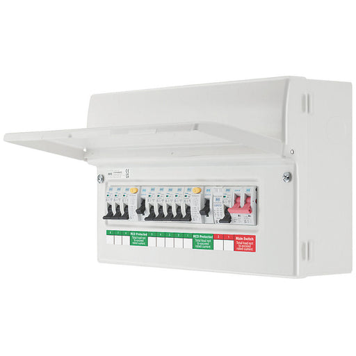 British General Consumer Unit Fuse Box 8 Way Populated Dual RCD With SPD 63A - Image 1
