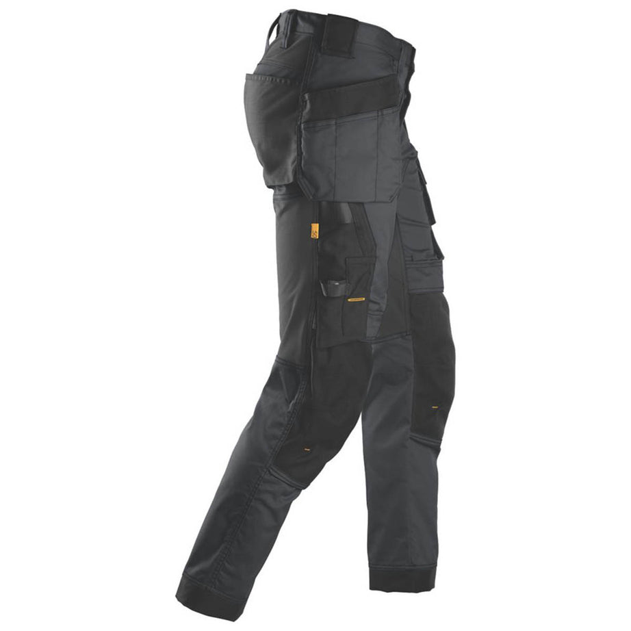 Snickers Work Trousers Mens Slim Fit Grey Black Stretch Multi Pockets 33"W 32"L - Image 4