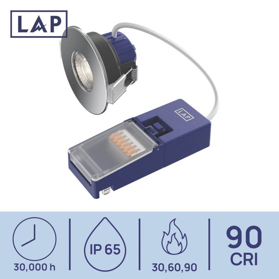 LAP LED Downlights Fixed Fire Rated Polished Chrome Variable White 5.5W 10 Pack - Image 3
