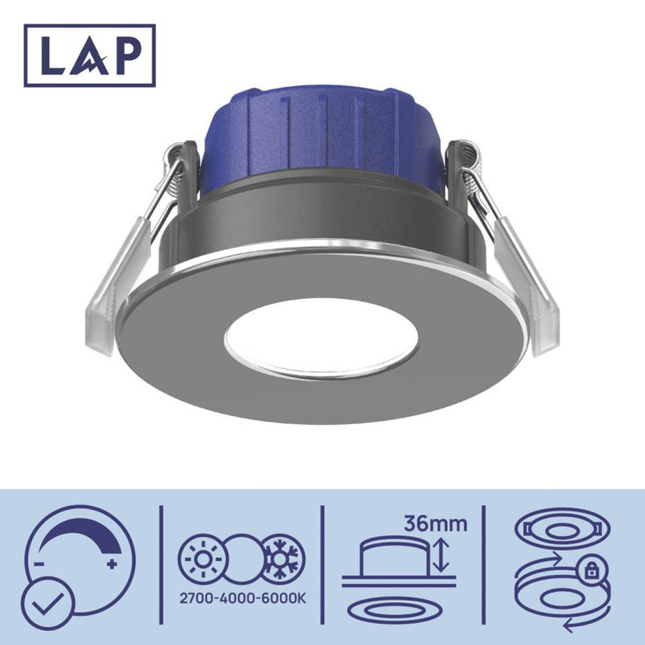 LAP LED Downlights Fixed Fire Rated Polished Chrome Variable White 5.5W 10 Pack - Image 4