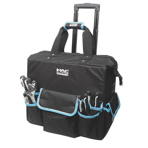 Mac Allister Hard Base Tool Bag With Wheels Telescopic Handle Black 18" - Image 1